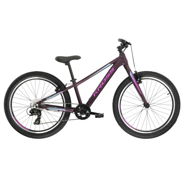 Juniorský dievčenský bicykel Kross LEA JR 2.0 24" Gen 002 - šedá/tyrkysová - čierna/ružová/modrá