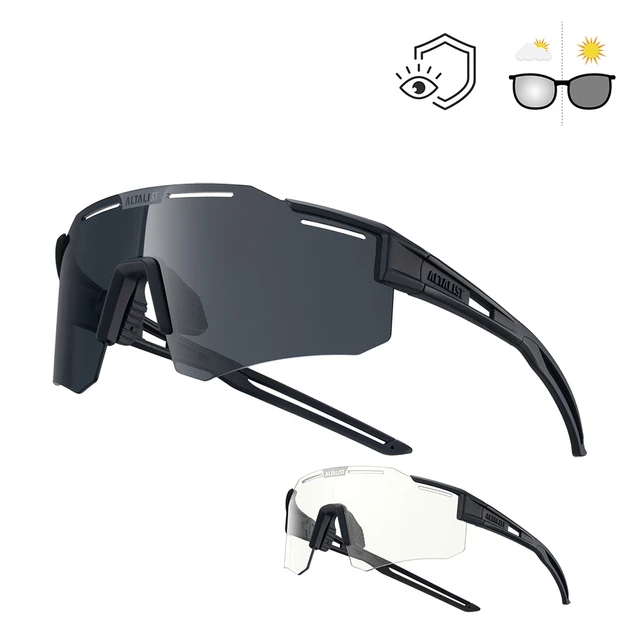 Športové slnečné okuliare Altalist Legacy 3 - tyrkysovo-čierna s fialovými sklami - čierna s čiernymi sklami