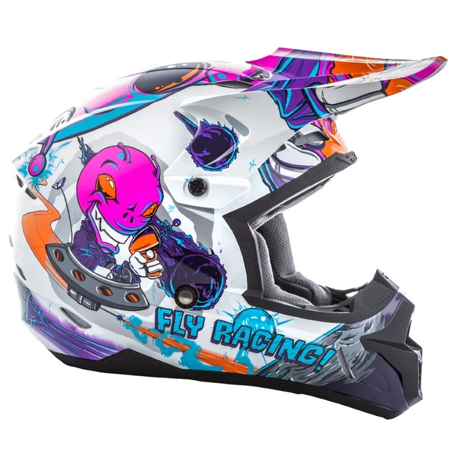 Fly Racing Kinetic Youth Invasion Kinder Motocross Helm - weiß-rosa