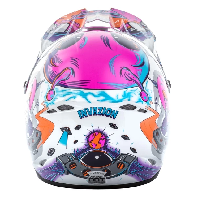 Children's Motocross Helmet Fly Racing Kinetic Youth Invasion - White-Pink