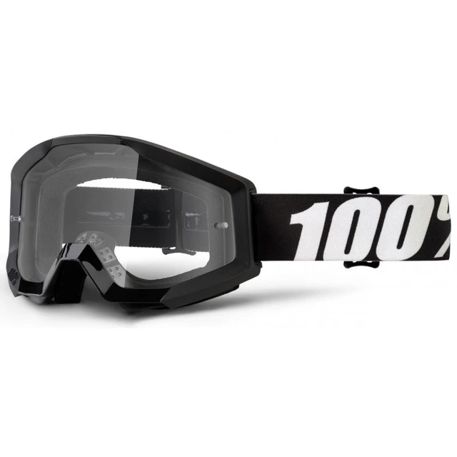 Motocross Goggles 100% Strata - Huntitistan Dark Green, Clear Plexi with Pins for Tear-Off Foils - Outlaw Black, Clear Plexi with Pins for Tear-Off Foils
