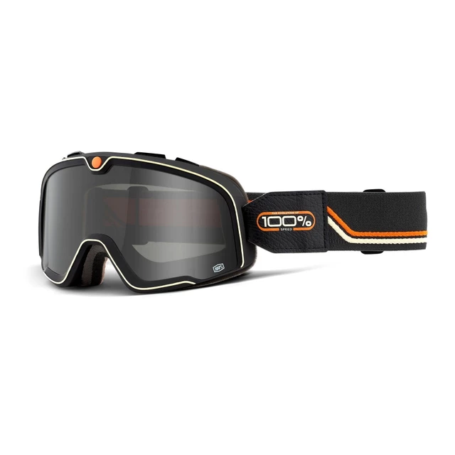 Motocross szemüveg 100% Barstow - Caliber fekete, tükrös sárga plexi - Team Speed fekete, füstös plexi