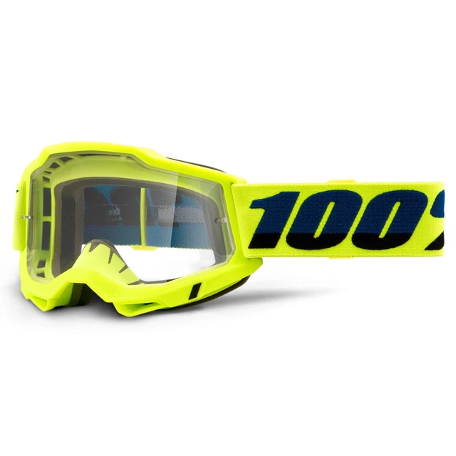 Motocross Goggles 100% Accuri 2 - Mifflin Dark Blue, Clear Plexi - Yellow, Clear Plexi