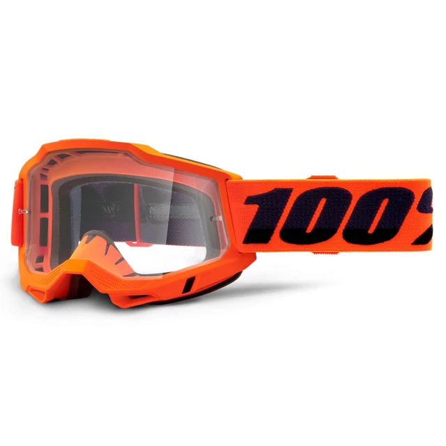 Motocross Goggles 100% Accuri 2 - Scranton Black, Clear Plexi - Orange, Clear Plexi