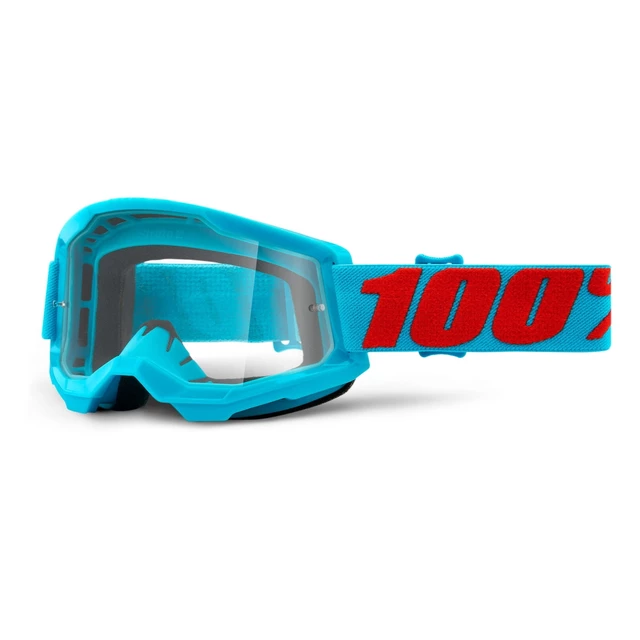 Motocross Goggles 100% Strata 2 - Yellow, Clear Plexi - Summit Turquoise-Red, Clear Plexi