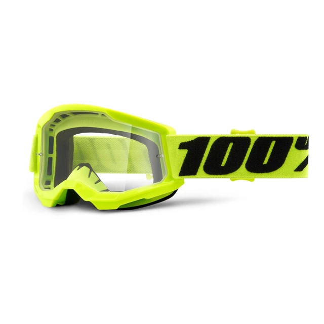 Children’s Motocross Goggles 100% Strata 2 Youth - Blue, Clear Plexi - Yellow, Clear Plexi