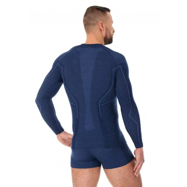 Men’s Long-Sleeved T-Shirt Brubeck Active Wool - Navy Blue