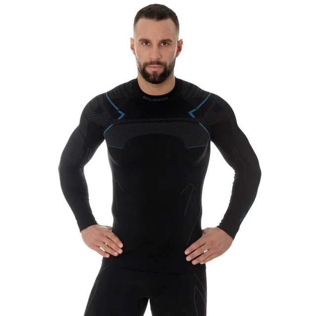 Men’s Long-Sleeved T-Shirt Brubeck Thermo - Jeans - Black/Blue