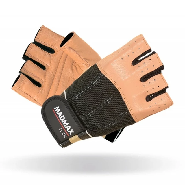 Fitness rukavice Mad Max Clasic Exclusive - čierna, S - hnedá