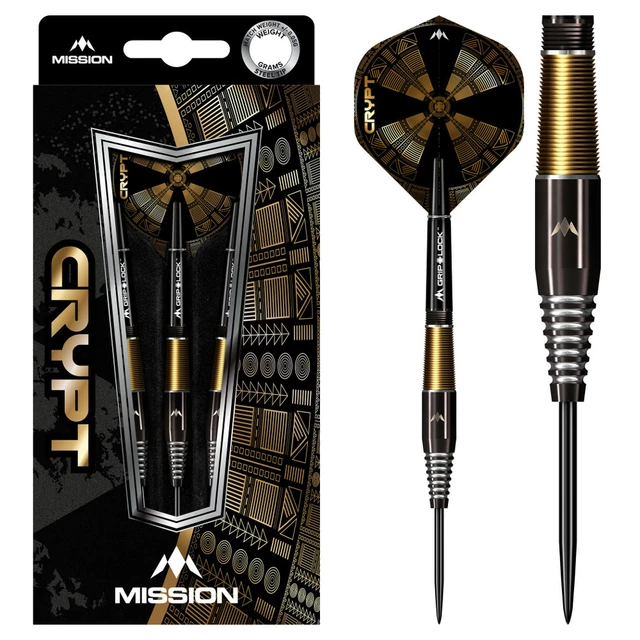 Darts Mission Crypt Black & Gold PVD M2 90% Steel – 3-Pack