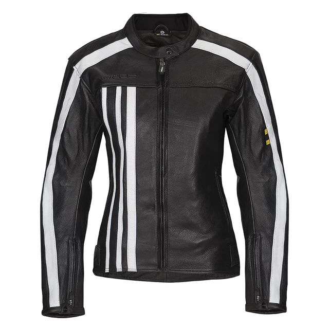 Women’s Leather Moto Jacket W-TEC NF-1173 - Black-White - Black-White
