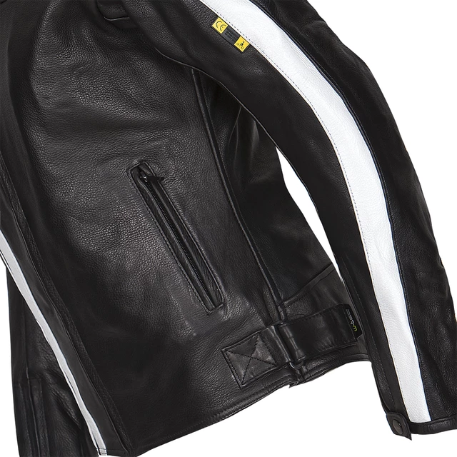 W-TEC NF-1173 Damen Motorrad Lederjacke - schwarz-weiß