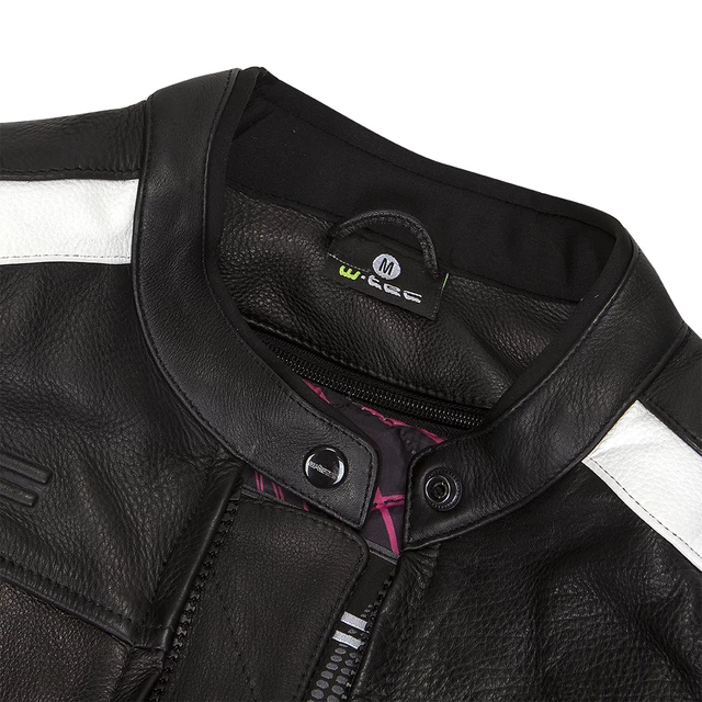 W-TEC NF-1173 Damen Motorrad Lederjacke - schwarz-weiß