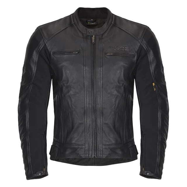 Men’s Leather Moto Jacket W-TEC Mardok - Black - Black