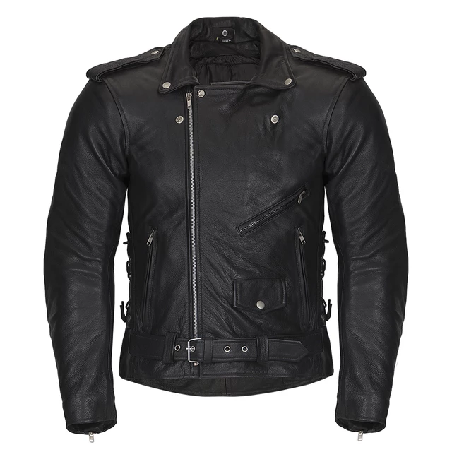 W-TEC NF-1127 Herren Leder-Motorradjacke - schwarz