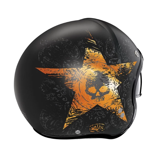 Moto helma Nolan N21 Star Skull - Flat Black-Orange
