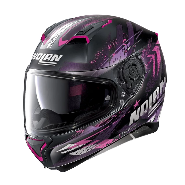 Moto helma Nolan N87 Carnival N-Com - rozbaleno - Flat Black-Purple - Flat Black-Purple