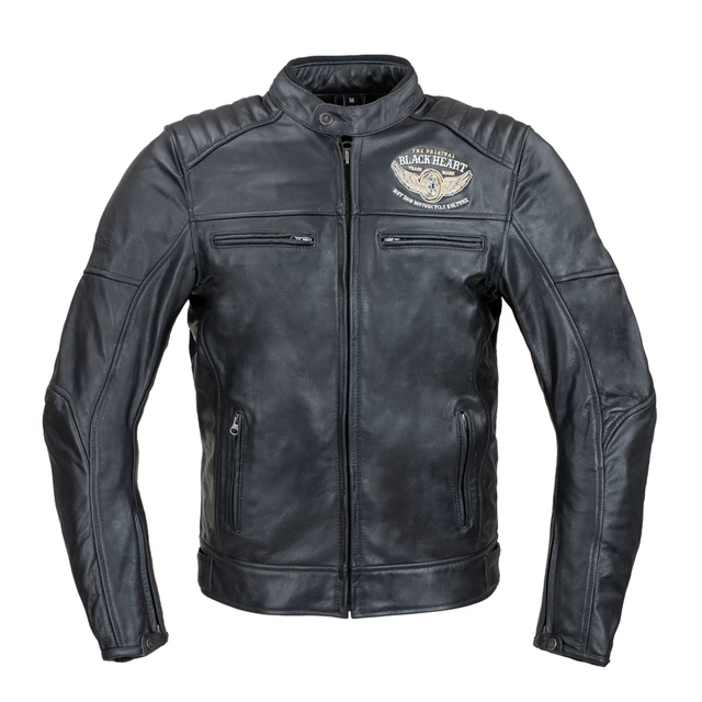 Pánska kožená bunda W-TEC Black Heart Wings Leather Jacket - čierna