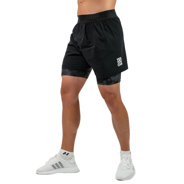 Men’s 2-in-1 Compression Shorts Nebbia PERFORMANCE 335 - Black - Black