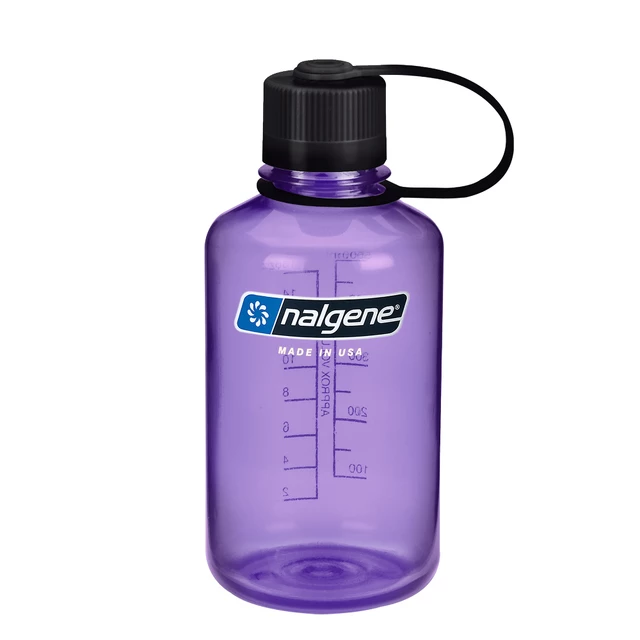 Kulacs NALGENE Narrow Mouth Sustain 500 ml - Szürke - Lila fekete kupakkal