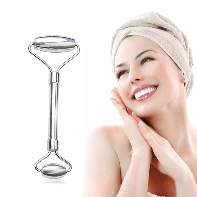 Masážní kovový set Face roller a Gua Sha inSPORTline Comesta Set