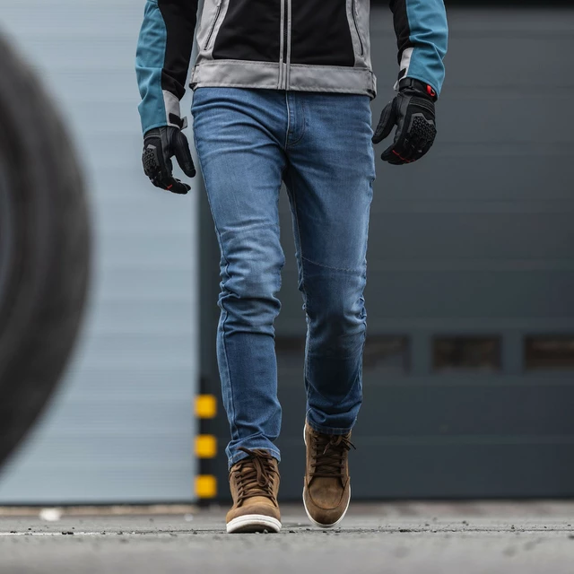 Pánské moto kalhoty Oxford Original Approved Jeans CE volný střih sepraná světle modrá