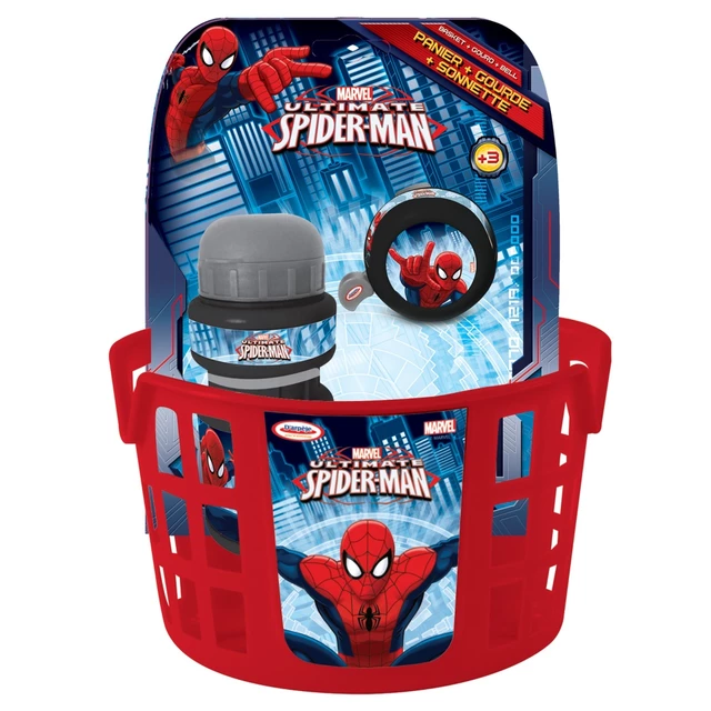 Cyklistická sada Spiderman (košík, zvonek, láhev) - 2.jakost