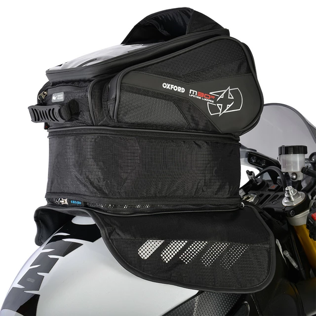 Motorcycle Tank Bag Oxford M30R 30 L Black w/ Magnetic Base