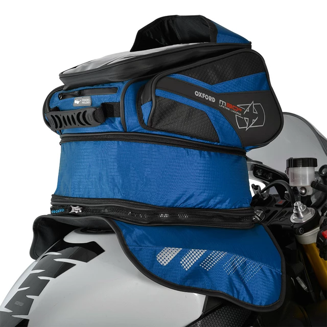 Motorcycle Tank Bag Oxford M30R 30 L Black/Blue w/ Magnetic Base