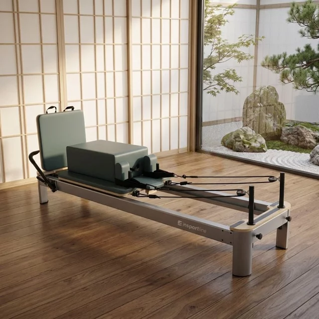 Pilates reformer inSPORTline Oquiler - růžová - zeleno-modrá