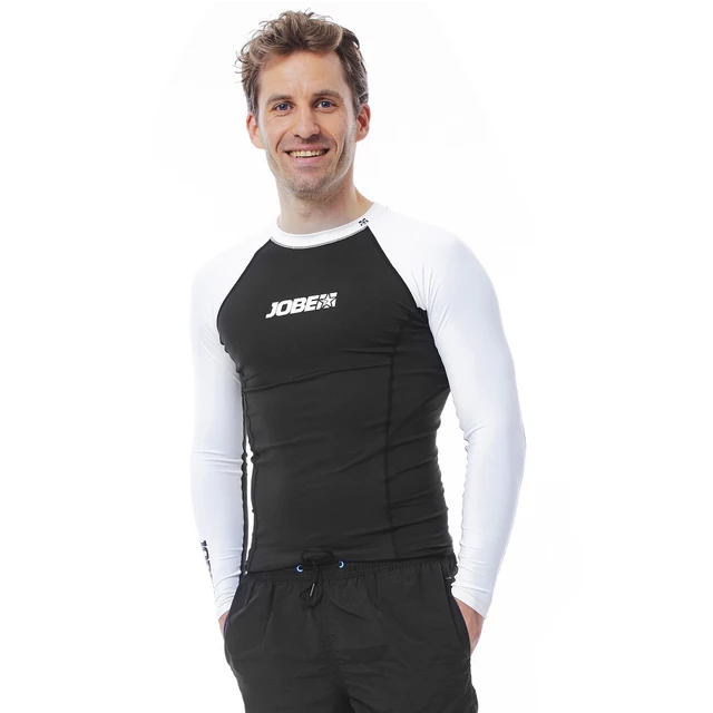 Men's Long Sleeve Rashguard Jobe - Black-White - Black-White