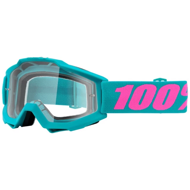 100% Accuri Motocross Brille - Invaders weiß/schwarz, klares Plexiglas mit Bolzen für Abreißfol - Passion grün, klares Plexiglas mit Bolzen für Abreißfolie