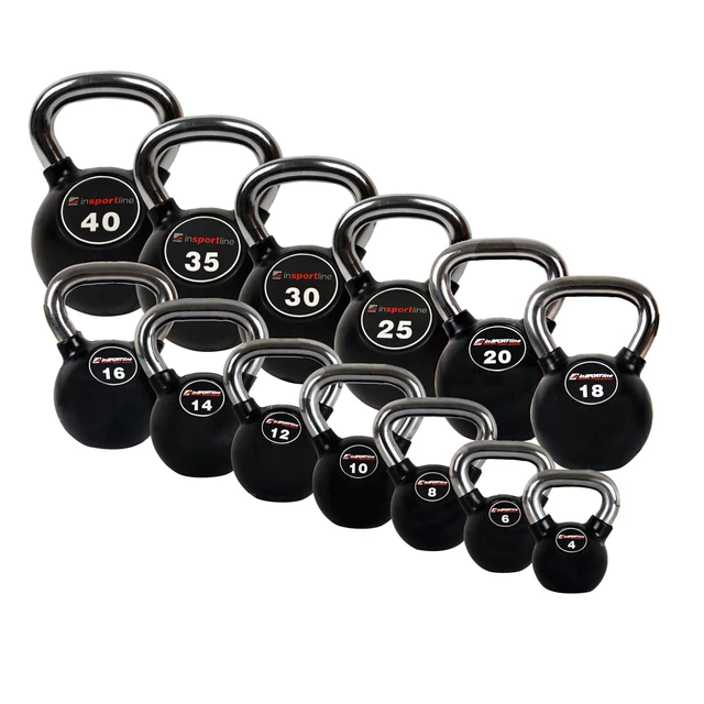 Zestaw hantli gumowanych inSPORTline Kettlebell Profi 4-40 kg