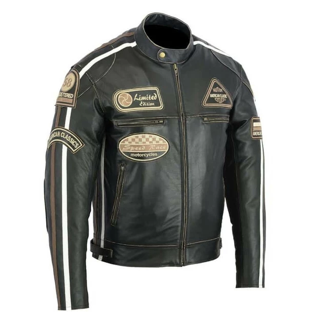 Leather Moto Jacket BOS 2058 Antique - 5XL - Black