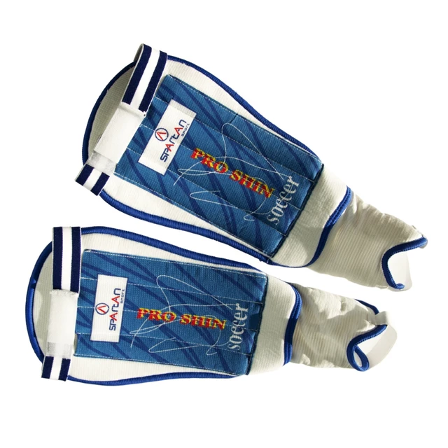 SPARTAN Free Kick Football Protectors - White-Blue - White-Blue