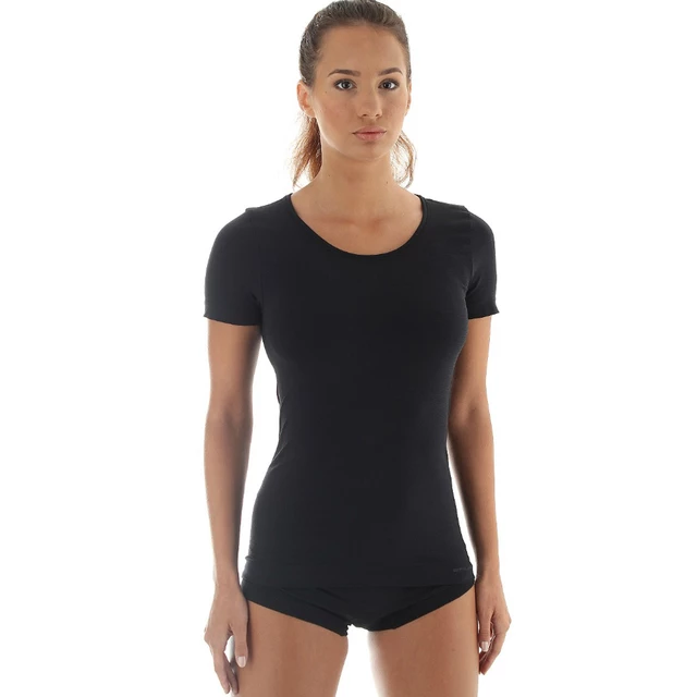 Women’s Short-Sleeved T-Shirt Brubeck Wool Comfort - Black