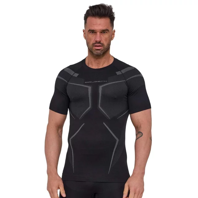 Pánské funkční triko Brubeck Dry s krátkým rukávem SS1466M - Black/Graphite - Black/Graphite