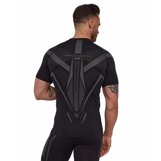 Pánské funkční triko Brubeck Dry s krátkým rukávem SS1466M - Black/Graphite