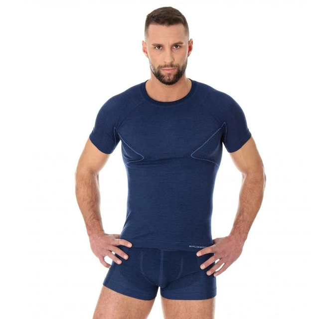 Pánske tričko Brubeck Active Wool s krátkym rukávom - Navy Blue