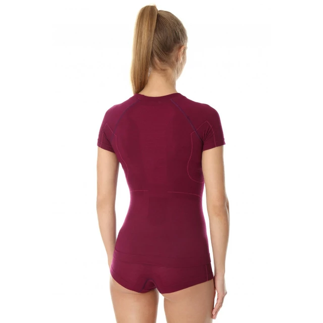 Women’s Short-Sleeved T-Shirt Brubeck Active Wool - Plum