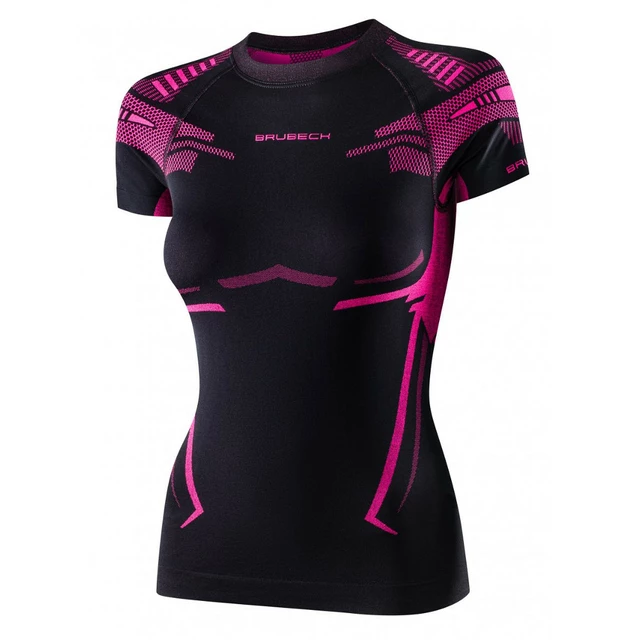 Women’s Short-Sleeved Activewear T-Shirt Bruback Dry - Black/Fuchsia - Black/Fuchsia