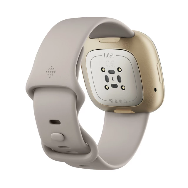 Chytré hodinky Fitbit Sense White/Soft Gold Stainless Steel