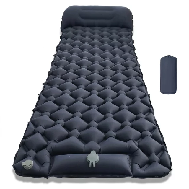 Nafukovací karimatka s integrovanou pumpou inSPORTline Soultea 190x60x6 cm - modrá - tmavě modrá