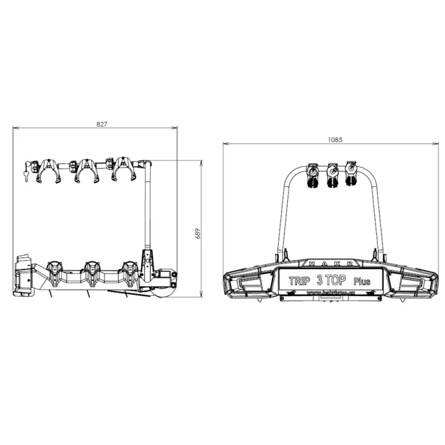 Towbar Bike Rack HAKR Trip 3 Top Plus