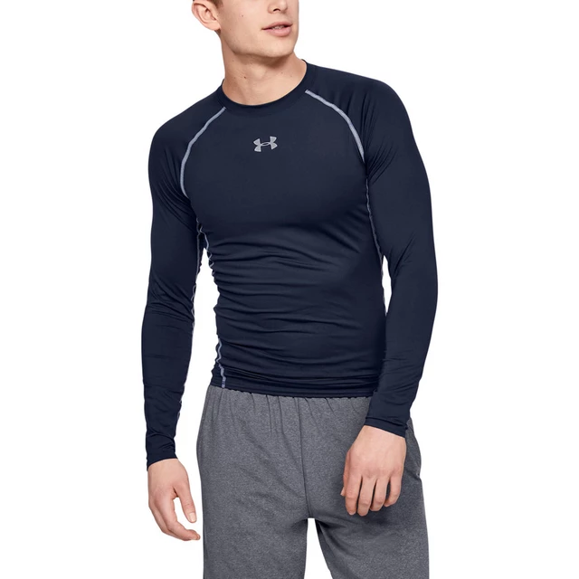 Pánske kompresné tričko Under Armour HG Armour LS - Carbon Heather