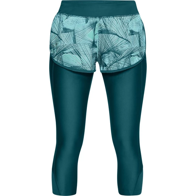 Dámske bežecké šortky 2v1 Under Armour Armour Fly Fast Prnt Shapri - Black - Tourmaline Teal