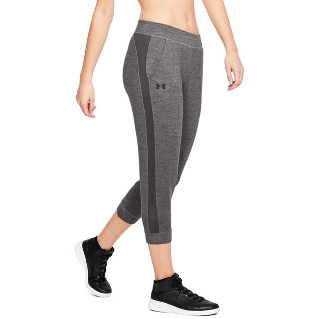 Dámske legíny Under Armour Featherweight Fleece Crop - Charcoal Medium Heather