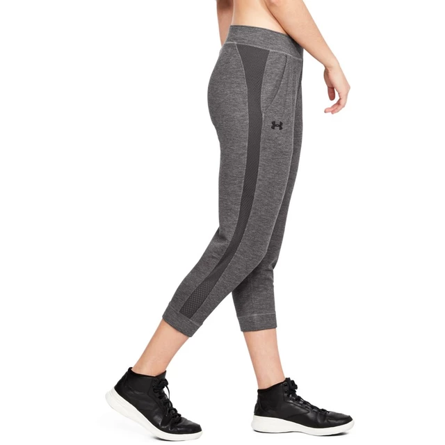 Dámské legíny Under Armour Featherweight Fleece Crop - Charcoal Medium Heather