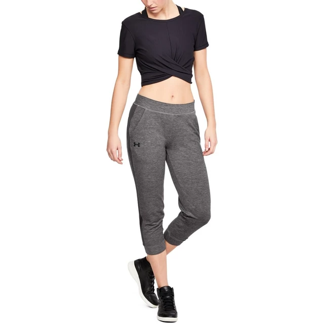 Dámské legíny Under Armour Featherweight Fleece Crop - Charcoal Medium Heather