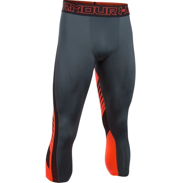 Pánské kompresní legíny Under Armour HG SuperVent 2.0 3/4 Legging - Black/Green - Gray/Orange/Red